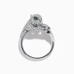 Rings|Effy Jewelry Signature 14K White Gold Emerald and Diamond Panther Ring