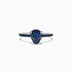 Rings|BH Multi Signature 14K White Gold Sapphire and Diamond Panther Ring, 0.59 TCW