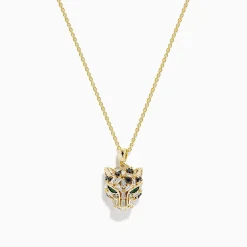 Necklaces & Pendants|BH Multi Signature 14K Yellow Gold Black and White Diamond Panther Pendant