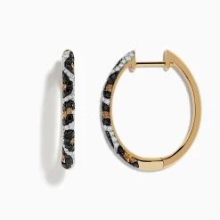 Earrings|Effy Jewelry Signature 14K Yellow Gold Black, Espresso, and White Diamond Earrings