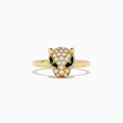 Rings|Effy Jewelry Signature 18K Yellow Gold Diamond and Tsavorite Panther Ring