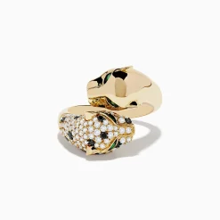 Rings|Effy Jewelry Signature 14K Yellow Gold Diamond and Emerald Double Panther Ring