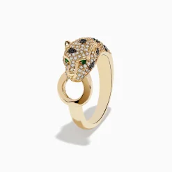 Rings|Effy Jewelry Signature 14K Yellow Gold Diamond and Emerald Ring, 0.67 TCW