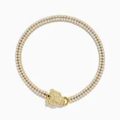 Bracelets|Effy Jewelry Signature 14K Yellow Gold Diamond Tennis Bracelet with Panther Clasp
