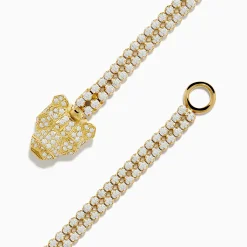 Bracelets|Effy Jewelry Signature 14K Yellow Gold Diamond Tennis Bracelet with Panther Clasp