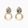 Earrings|Effy Jewelry Signature 14K Yellow Gold Diamond Emerald Panther Earrings, 0.93 TCW