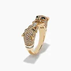 Rings|Effy Jewelry Signature 14K Yellow Gold Diamond and Emerald Panther Ring