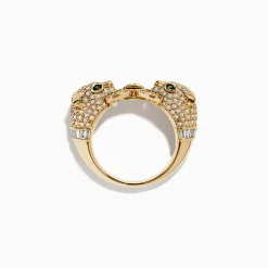 Rings|Effy Jewelry Signature 14K Yellow Gold Diamond and Emerald Panther Ring