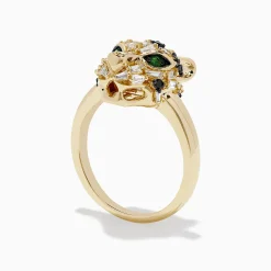 Rings|BH Multi Signature 14K Yellow Gold Diamond and Emerald Panther Ring