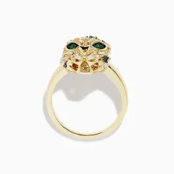 Rings|BH Multi Signature 14K Yellow Gold Diamond and Emerald Panther Ring