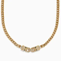 Necklaces & Pendants|Effy Jewelry Signature 14K Yellow Gold Diamond and Emerald Panther Necklace