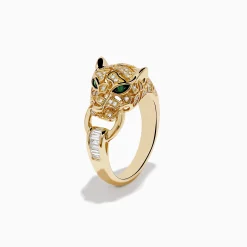 Rings|Effy Jewelry Signature 14K Yellow Gold Diamond and Emerald Panther Ring