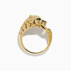 Rings|Effy Jewelry Signature 14K Yellow Gold Diamond and Emerald Panther Ring