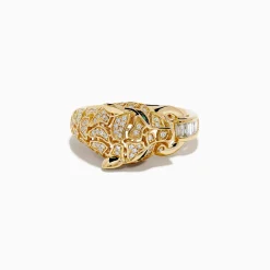 Rings|Effy Jewelry Signature 14K Yellow Gold Diamond and Emerald Panther Ring