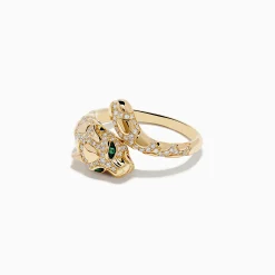 Rings|Effy Jewelry Signature 14K Yellow Gold Emerald and Diamond Panther Ring