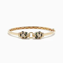 Bracelets|BH Multi Signature 14K Yellow Gold Emerald and Multi Diamond Bangle
