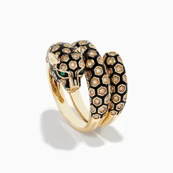 Rings|Effy Jewelry Signature 14K Yellow Gold Emerald and Diamond Panther Ring