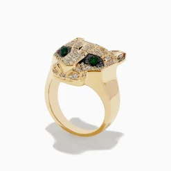 Rings|BH Multi Signature 14K Yellow Gold Emerald and Diamond Panther Ring