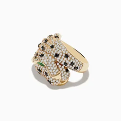 Rings|Effy Jewelry Signature 14K Yellow Gold Emerald, Black and White Diamond Ring