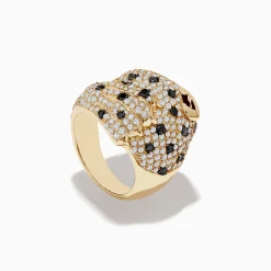 Rings|Effy Jewelry Signature 14K Yellow Gold Emerald, Black and White Diamond Ring