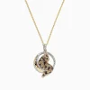 Necklaces & Pendants|Effy Jewelry Signature 14K Yellow Gold Multi Color Diamond Panther Pendant, 0.81 TCW