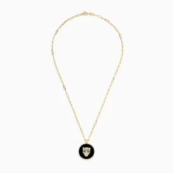 Necklaces & Pendants|BH Multi Signature 14K Yellow Gold Onyx, Emerald and Diamond Coin Pendant