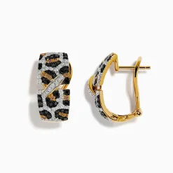 Earrings|Effy Jewelry Signature 14k Yellow Gold Panther Spot Diamond Earrings