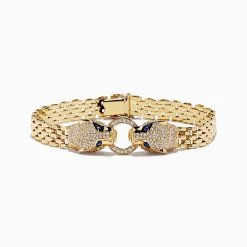 Bracelets|Effy Jewelry Signature 14K Yellow Gold Sapphire and Diamond Panther Bracelet