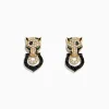 Earrings|Effy Jewelry Signature 14K Yellow Gold White and Black Diamond Panther Earrings