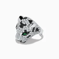 Rings|Effy Jewelry Signature Panther Head 14K White Gold Diamond u0026 Emerald Ring