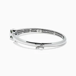 Bracelets|Effy Jewelry Signature Sterling Silver Diamond and Tsavorite Panther Bangle, 0.10TCW