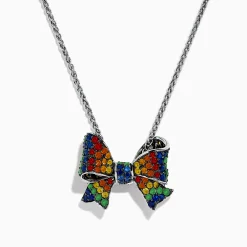 Necklaces & Pendants|Effy Jewelry Splash 925 Sterling Silver Multi Color Sapphire Bow Pendant
