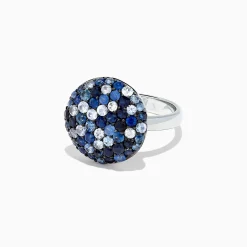 Rings|BH Multi Splash Sterling Silver Blue Sapphire Circle Ring, 2.95 TCW