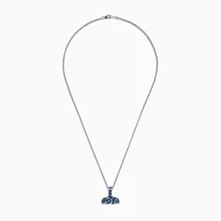 Necklaces & Pendants|BH Multi Splash Sterling Silver Blue Sapphire Whale's Tail Pendant, 2.05 TCW