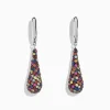 Earrings|BH Multi Splash Sterling Silver Multi Color Sapphire Drop Earrings, 4.10 TCW