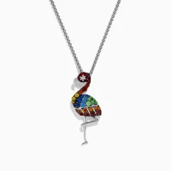 Necklaces & Pendants|Effy Jewelry Splash Sterling Silver Multi Sapphires Flamingo Pendant