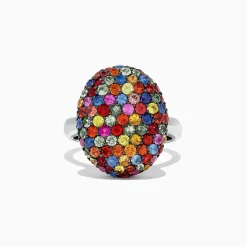 Rings|Effy Jewelry Splash Sterling Silver Multi Sapphire Oval Ring, 3.10 TCW