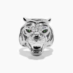 Rings|BH Multi Sterling Silver Black Diamond and Tsavorite Tiger Ring, 0.21 TCW