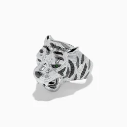 Rings|BH Multi Sterling Silver Black Diamond and Tsavorite Tiger Ring, 0.21 TCW