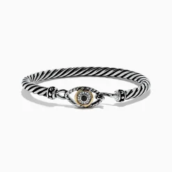 Bracelets|BH Multi Sterling Silver Sapphire and Diamond Evil Eye Bangle, 0.20 TW