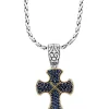 Necklaces & Pendants|Effy Jewelry Sterling Silver u0026 18K Gold Blue Sapphire Cross Pendant, 0.88 TCW