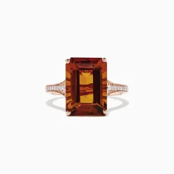 Rings|BH Multi Sunset 14K Rose Gold Citrine and Diamond Cocktail Ring, 7.01 TCW