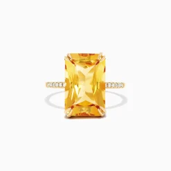 Rings|Effy Jewelry Sunset 14K Yellow Gold Citrine and Diamond Ring, 6.72 TCW