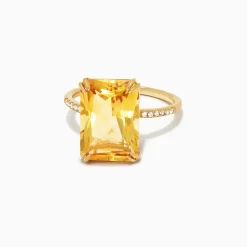 Rings|Effy Jewelry Sunset 14K Yellow Gold Citrine and Diamond Ring, 6.72 TCW