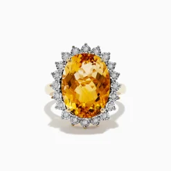 Rings|Effy Jewelry Sunset 14K Yellow Gold Citrine and Diamond Ring