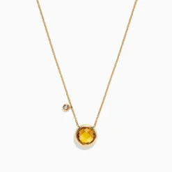 Necklaces & Pendants|BH Multi Sunset 14K Yellow Gold Citrine u0026 Diamond Bolo Chain Necklace, 1.53 TCW