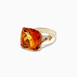 Rings|BH Multi Sunset 14K Yellow Gold Citrine and Diamond Cocktail Ring, 11.04 TCW