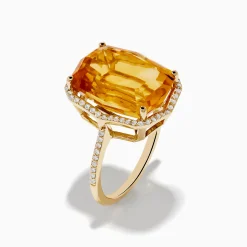 Rings|Effy Jewelry Sunset 14K Yellow Gold Citrine u0026 Diamond Ring