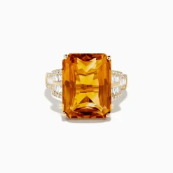 Rings|Effy Jewelry Sunset 14K Yellow Gold Citrine and Diamond Cocktail Ring