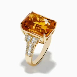 Rings|Effy Jewelry Sunset 14K Yellow Gold Citrine and Diamond Cocktail Ring